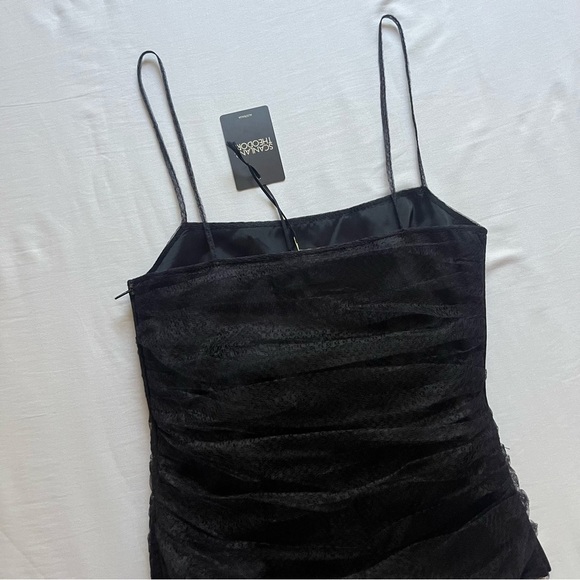 NWT SCANLAN THEODORE black tulle lace mesh ruched cropped tank top - Picture 6 of 10
